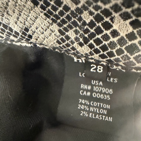 Hudson Nico Mid Rise Super Skinny Snake Pattern  - Black and Gray Size 28 Pants - Picture 11 of 16